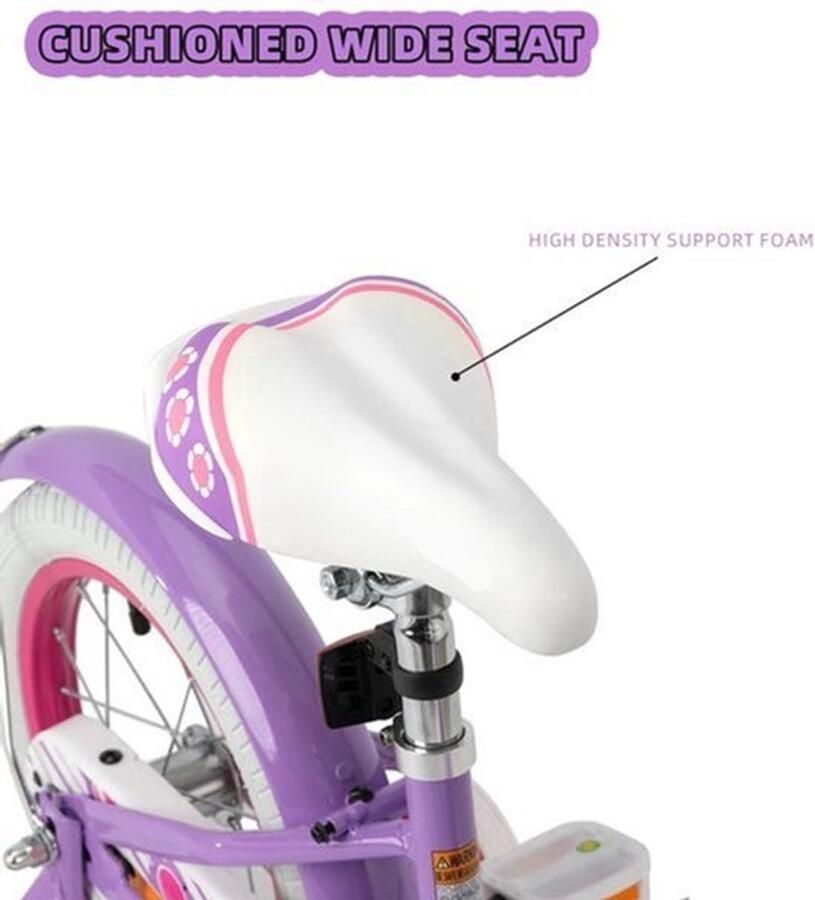 Kinderfiets Kinderfietsen Meisjesfiets 12” Beginnersfiets Fiets Met Hulpwielen Koolstofstaal Binnen En Buiten Te Gebruiken Paars
