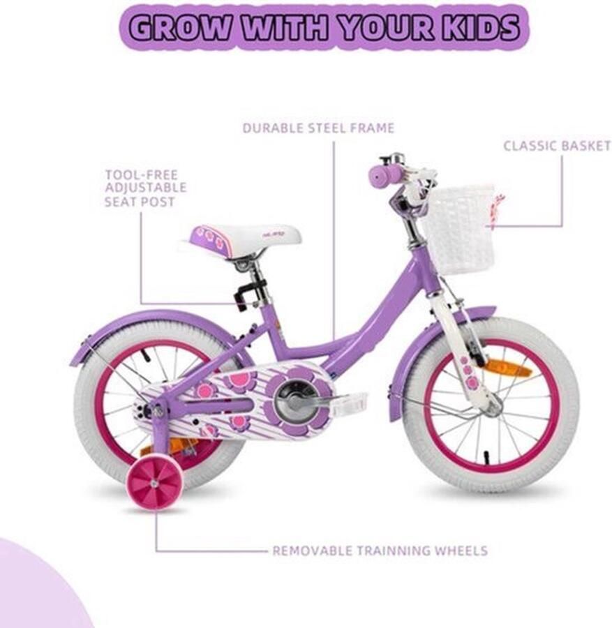 Kinderfiets Kinderfietsen Meisjesfiets 16” Beginnersfiets Fiets Met Hulpwielen Koolstofstaal Binnen En Buiten Te Gebruiken Roze