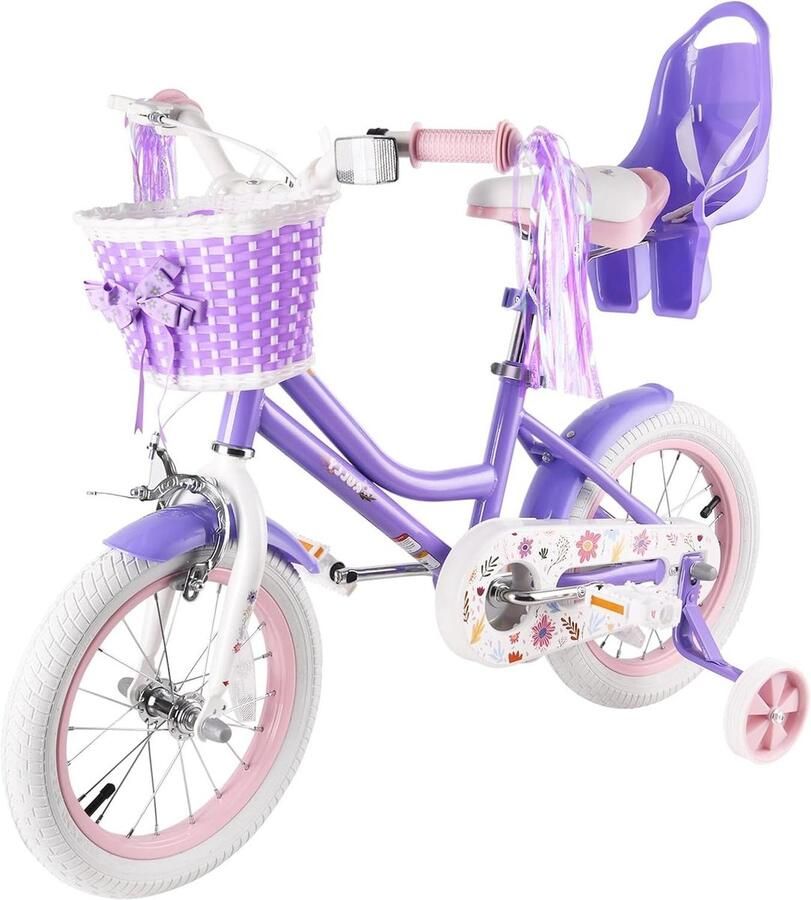 Kinderfiets Kindersportfiets Buiten Fietsen Één Versnelling 14 inch Paars