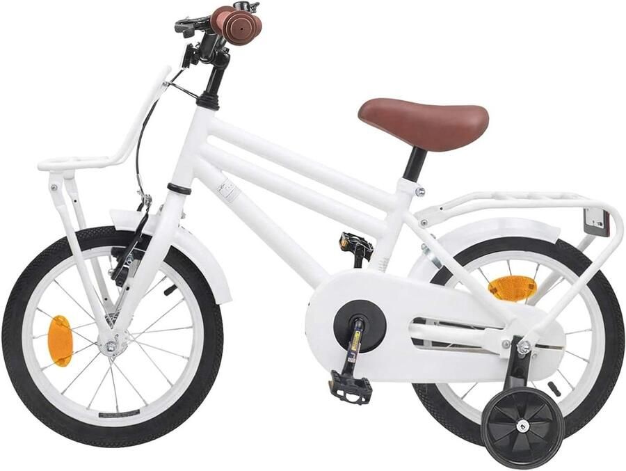 Kinderfiets Klassieke Fiets Buiten Spelen Stevig Stalen Frame 14 Inch Wit