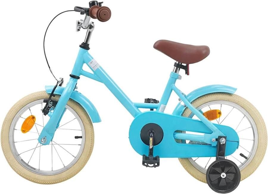 Kinderfiets Klassieke Fiets Buitenrijden Robuuste Staalconstructie 14 Inch Lichtblauw