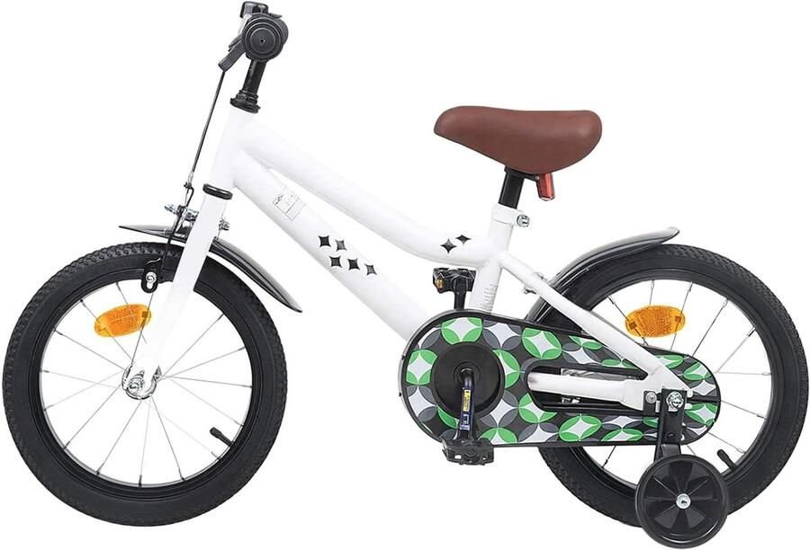 Kinderfiets Klassieke fiets Leren fietsen Verstelbaar stuur en zadel 14 inch Wit