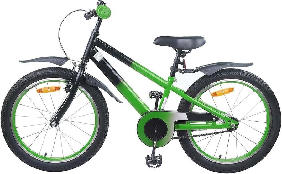 Kinderfiets Klassieke Fiets Mini Fietser Buiten Spelen Stevig Stalen Frame 20 Inch Groen Zwart