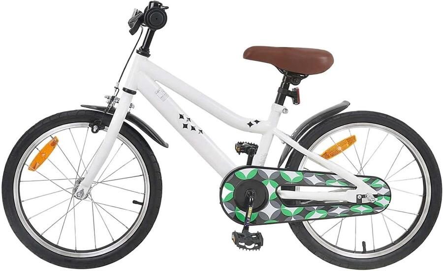 Kinderfiets Klassieke fiets Stadsfiets Fietsen Leren Verstelbaar Stuur en Zadel 18 inch Wit