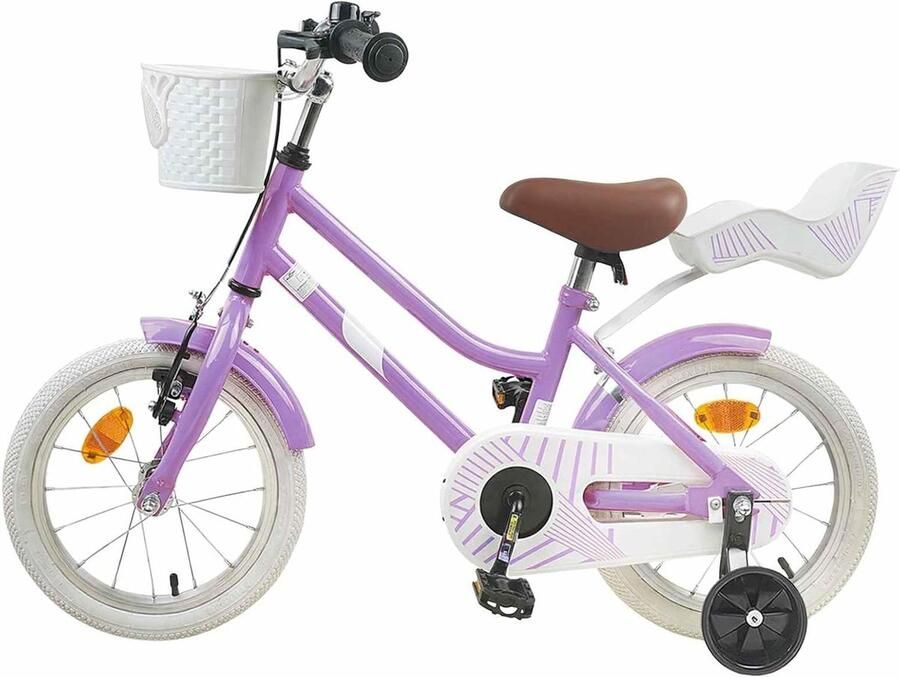 Kinderfiets Klassieke Fiets Veilig Leren Fietsen Stalen Frame 14 Inch Paars