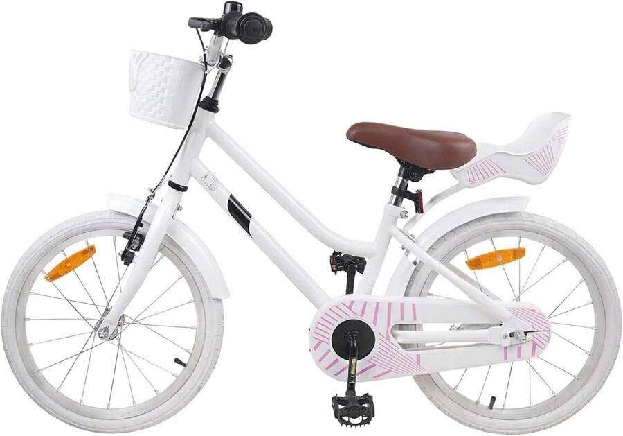 Kinderfiets Klassieke Kinderfiets Veilig Fietsen Stalen Frame 18 Inch Wit