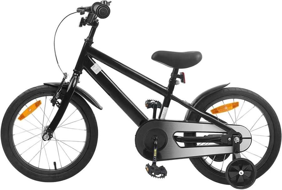 Kinderfiets Kleine fiets Veilig buiten spelen Sterk stalen frame 16 inch Zwart