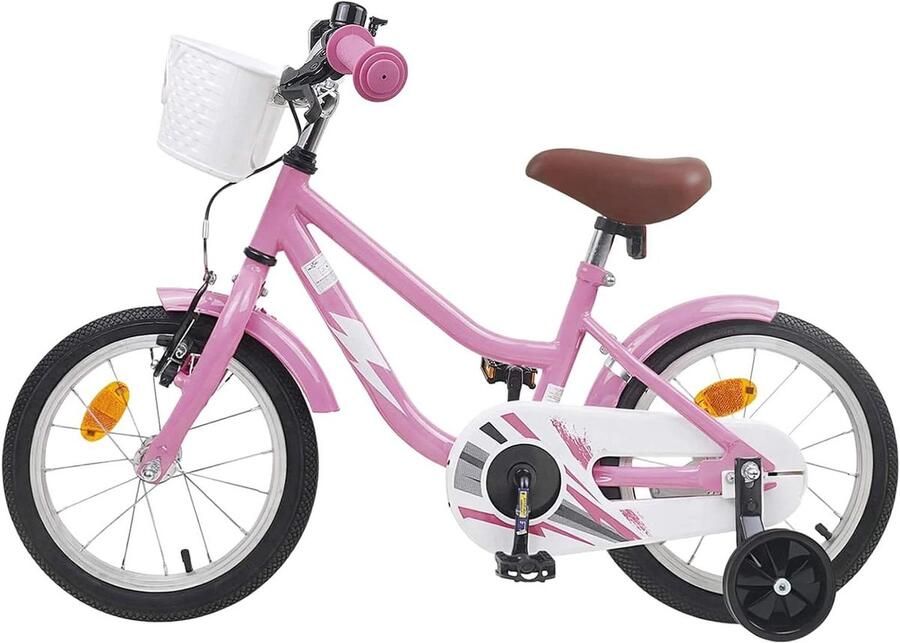 Kinderfiets Lichtroze Meisjesfiets Peuterfiets Veilig Leren Fietsen Verstelbaar Stuur Zadel 16 inch Lichtroze