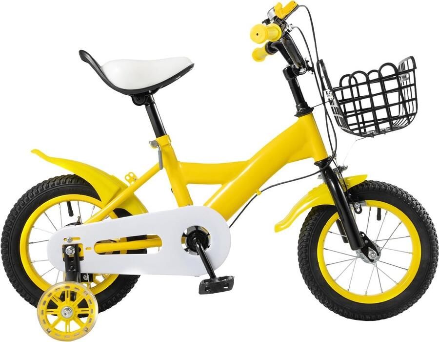 Kinderfiets Loopfiets Buiten rijden Inclusief zijwielen 12 inch Geel zwart