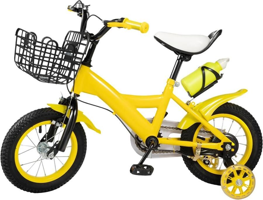Kinderfiets Loopfiets Buiten rijden Veilige driewieler 12 inch Geel