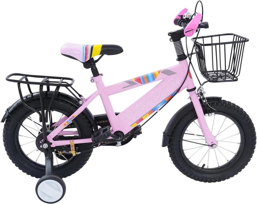 Kinderfiets Loopfiets Buiten spelen Afneembare zijwielen 12 inch Roze