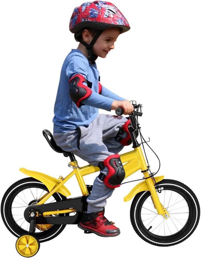 Kinderfiets Loopfiets Buiten Spelen Dubbele Remtechnologie 14 Inch Geel