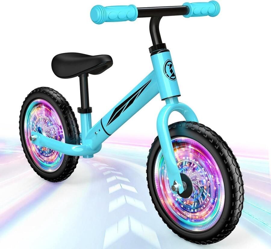 Kinderfiets Loopfiets Buiten Spelen Kleurrijke Verlichte Wielen 44 x 18 x 32 cm Blauw