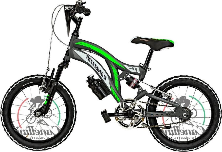 Kinderfiets Loopfiets Buiten Spelen Voor- en achtervering 16 inch Groen