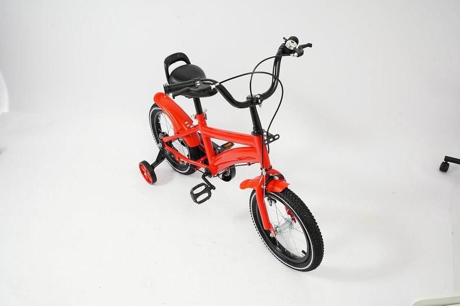 Kinderfiets Loopfiets Eerste fietservaring Inclusief steunwielen 14 inch Rood zwart
