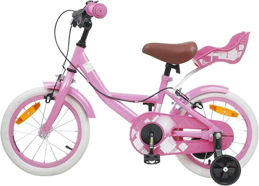 Kinderfiets sfiets sfiets Leren Fietsen Stalen Frame 14 inch Lichtroze