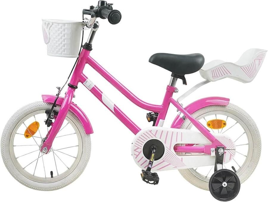 Kinderfiets Loopfiets Fietsje Veilig Fietsen Stalen Frame 14 inch Donkerroze