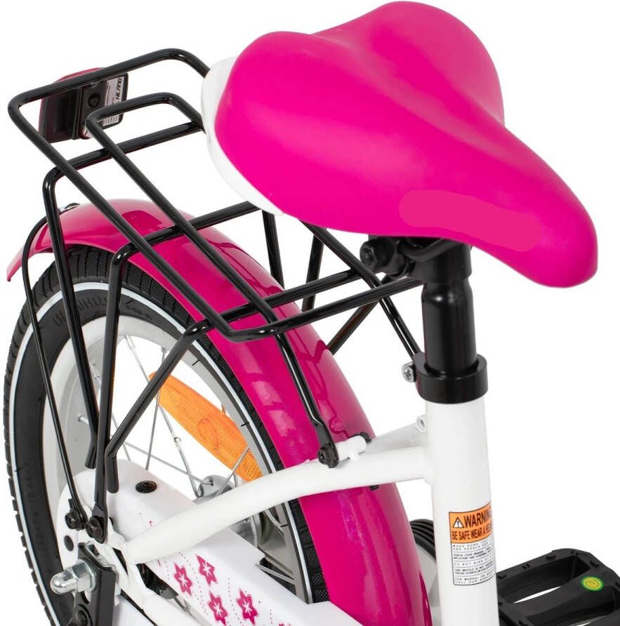 Kinderfiets Loopfiets Kleuterfiets Leuke Fiets voor en van 2-7 Jaar met Zijwielen Inclusief Bel & Achterrek 14inch Metaal Roze