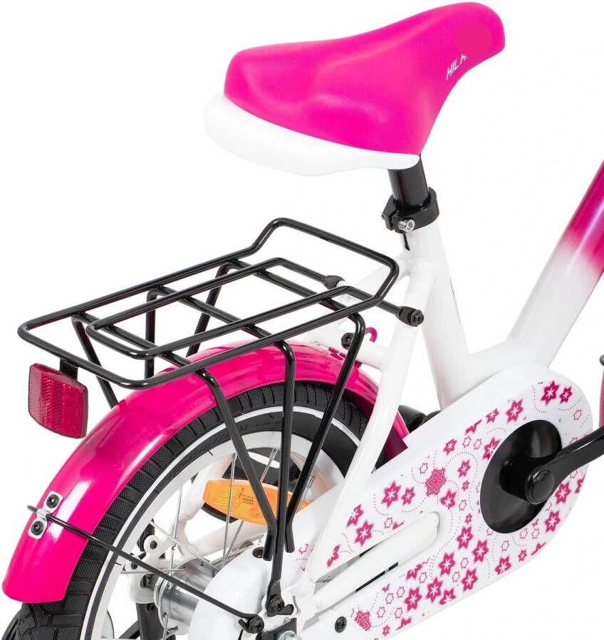 Kinderfiets Loopfiets Kleuterfiets met Zijwielen Inclusief Bel & Achterrek Leuke Fiets voor Meisjes en Jongens van 2-7 Jaar 14inch Metaal Roze