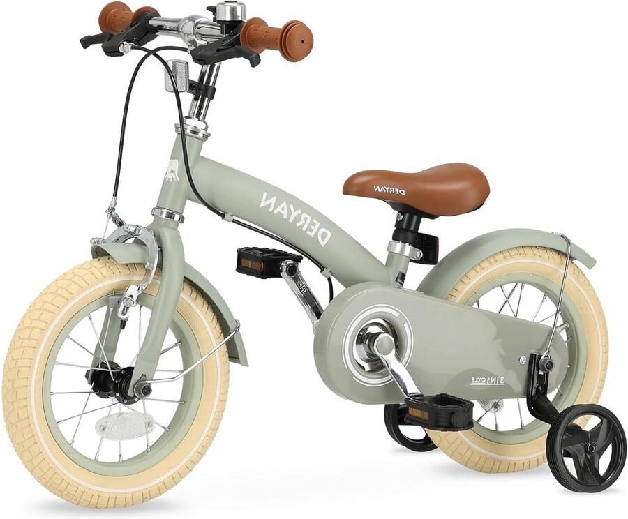 Kinderfiets Loopfiets Leren Fietsen 3-in-1 Ontwerp 12 Inch Groen