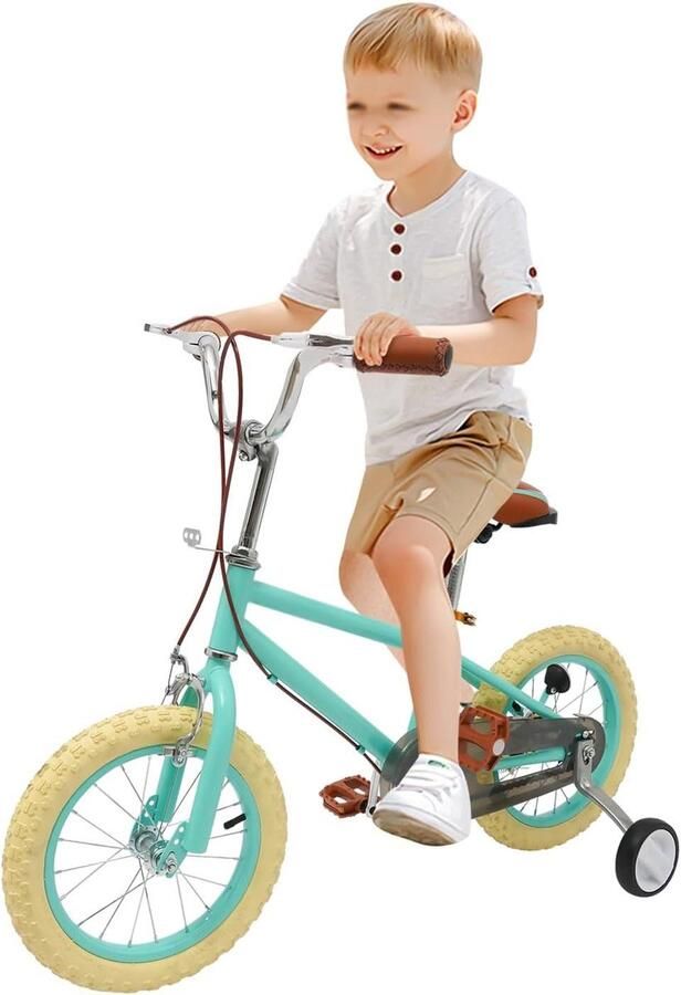 Kinderfiets Loopfiets Leren Fietsen Afneembare Zijwielen 14 inch Blauw