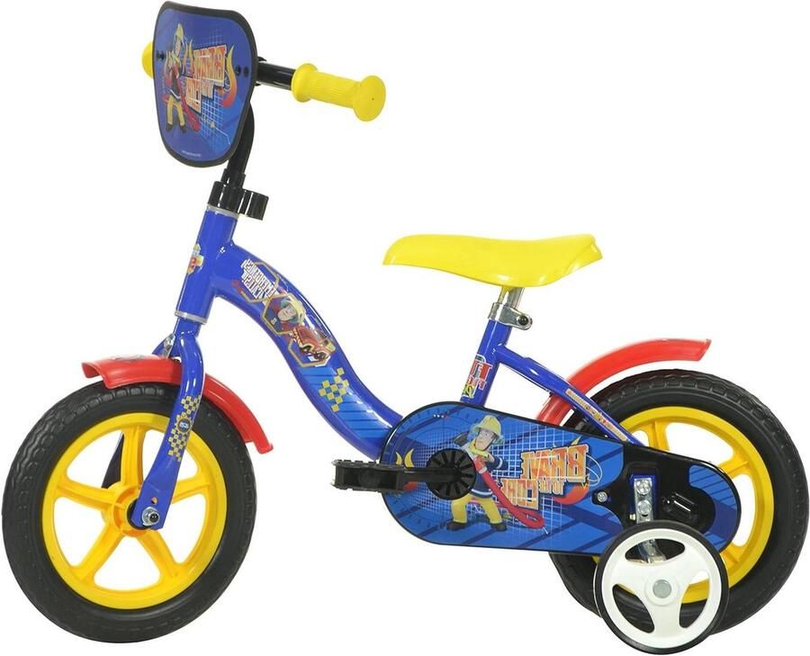 Kinderfiets Loopfiets Leren Fietsen Brandweerman Sam Thema 10 Inch Blauw
