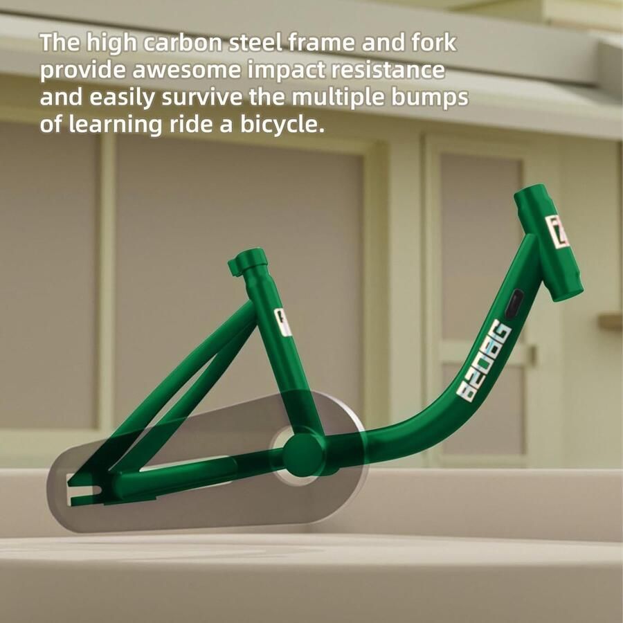 Kinderfiets Loopfiets Leren Fietsen Frame van Koolstofstaal 12 14 16 inch Groen