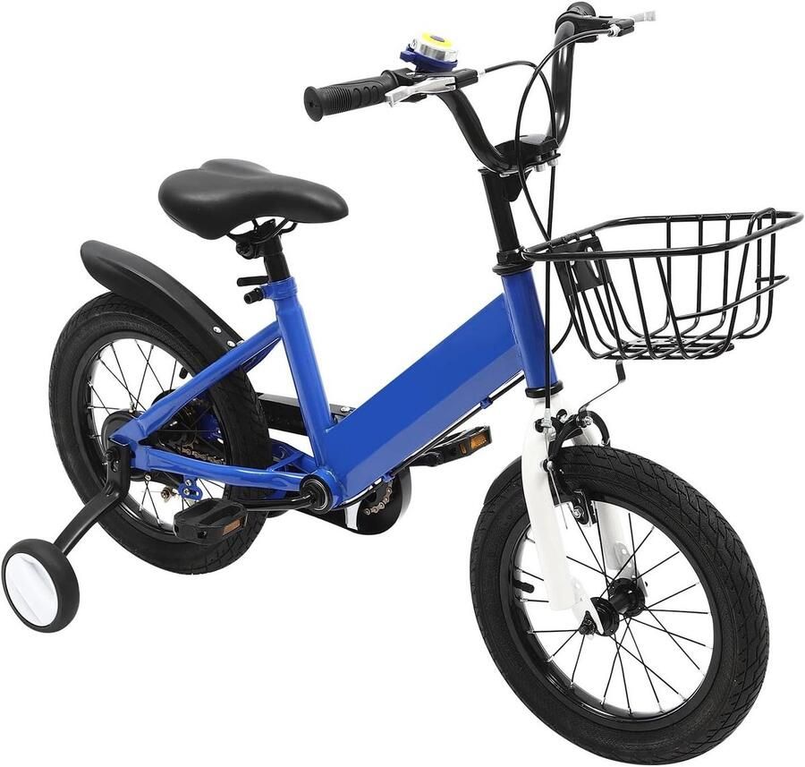 Kinderfiets Loopfiets Leren Fietsen Inclusief Mand 14 Inch Blauw