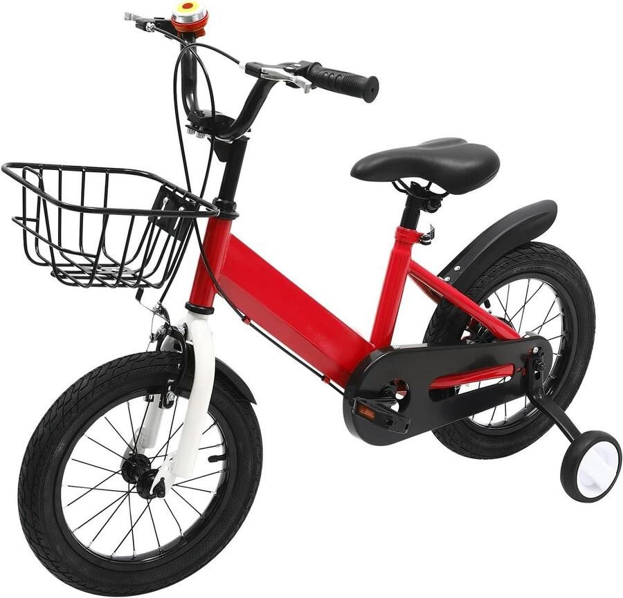 Kinderfiets Loopfiets Leren fietsen Inclusief mand 14 inch Rood