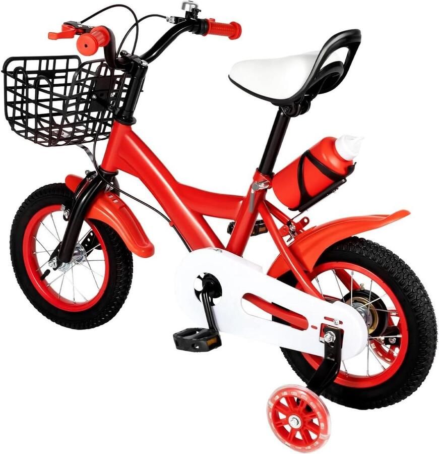 Kinderfiets Loopfiets Leren Fietsen Inclusief Mand & Bel 12 inch Rood