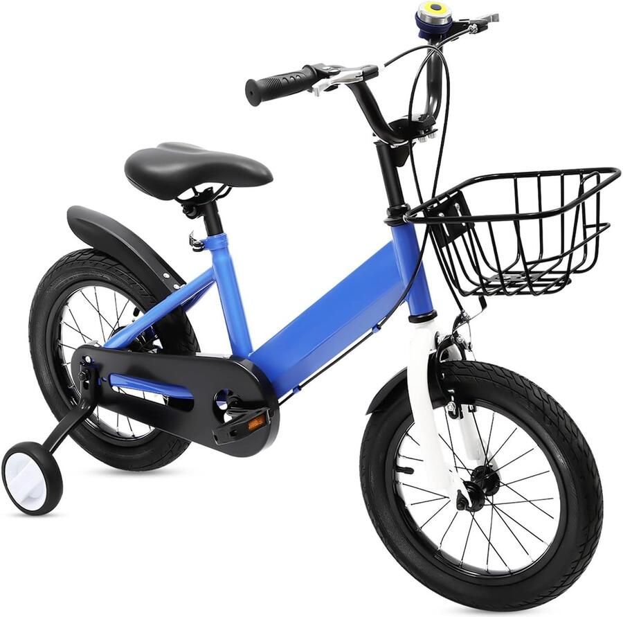 Kinderfiets Loopfiets Leren Fietsen Inclusief Steunwielen 14 inch Blauw
