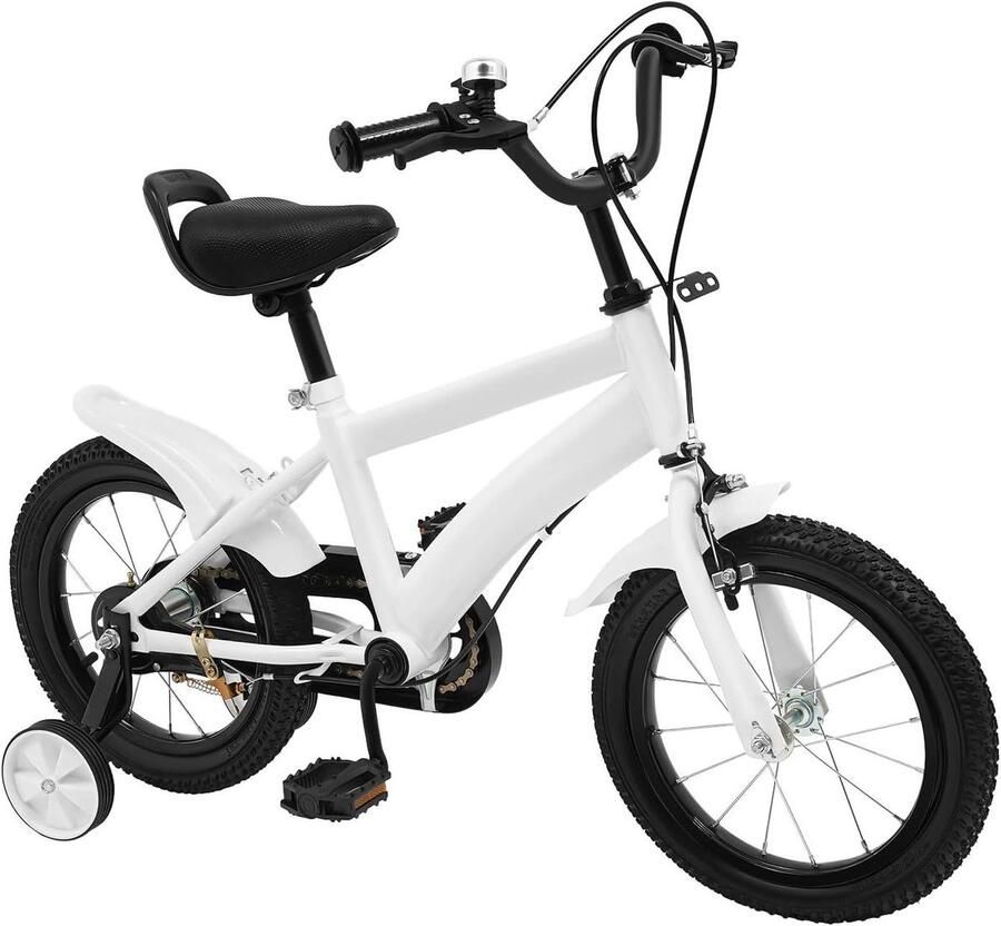 Kinderfiets Loopfiets Leren Fietsen Inclusief Steunwielen 14 Inch Wit