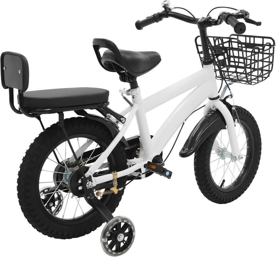 Kinderfiets Loopfiets Leren Fietsen Inclusief Steunwielen 14 Inch Wit