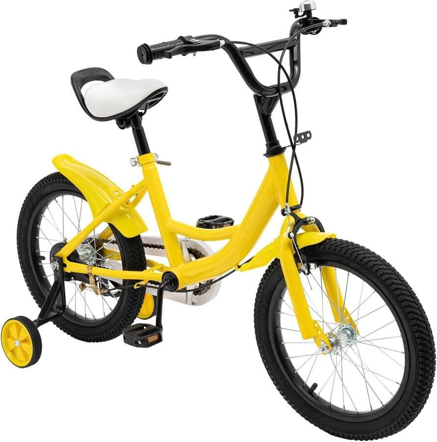 Kinderfiets Loopfiets Leren fietsen Inclusief zijwieltjes 16 inch Geel