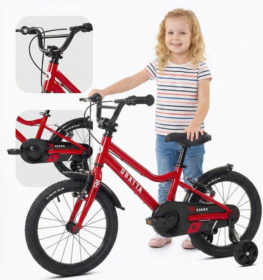 Kinderfiets Loopfiets Leren fietsen Licht aluminium frame 16 Inch Rood