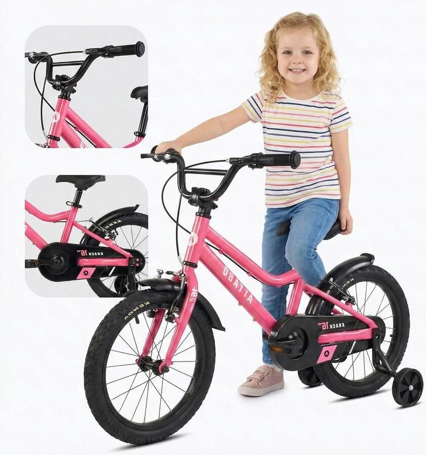Kinderfiets Loopfiets Leren Fietsen Licht Aluminium Frame 16 Inch Roze