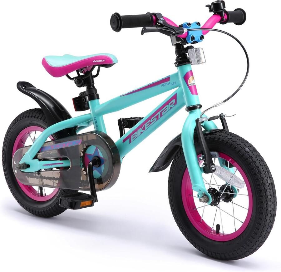 Kinderfiets Loopfiets Leren Fietsen Lichtgewicht Aluminium 12 Inch Turquoise & Berry