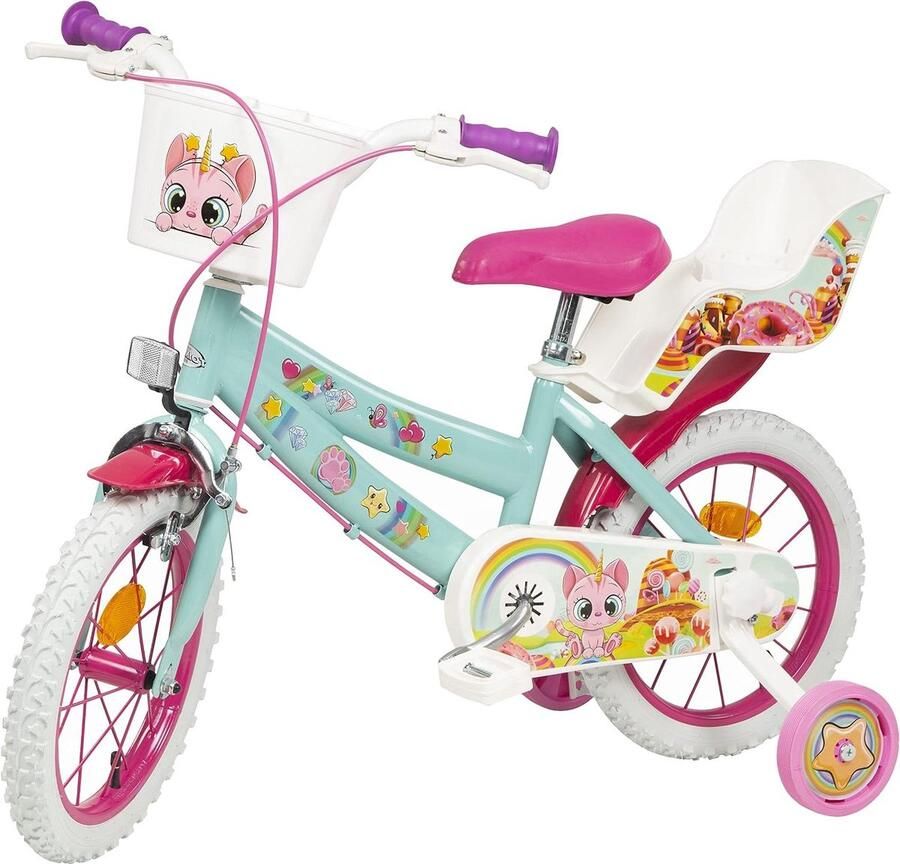 Kinderfiets Loopfiets Leren Fietsen Met Steunwielen 14 Inch Blauw