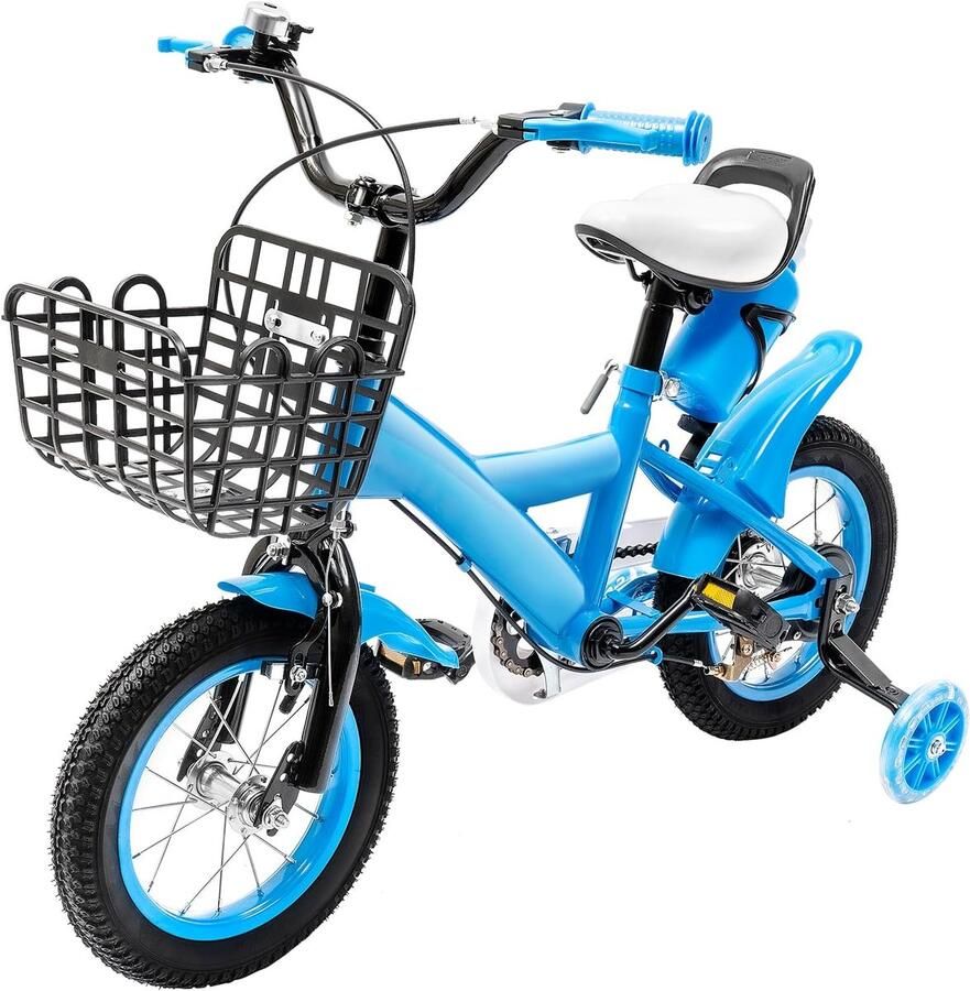 Kinderfiets Loopfiets Leren Fietsen Met Zijwielen 12 Inch Blauw