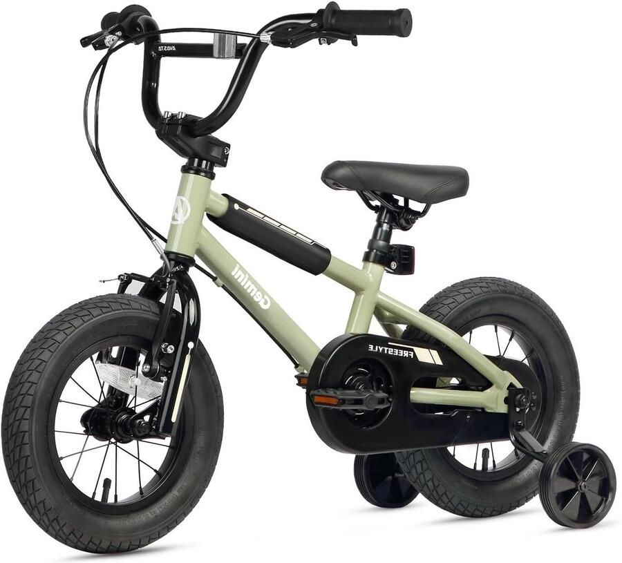 Kinderfiets Loopfiets Leren Fietsen Met Zijwieltjes 12 14 16 Inch Legergroen