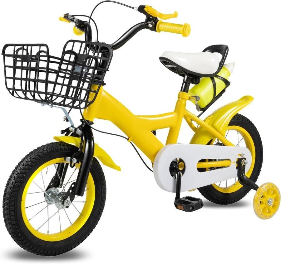 Kinderfiets Loopfiets Leren Fietsen Met Zijwieltjes 12 Inch Geel