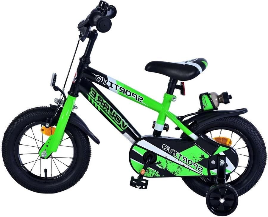 Kinderfiets Loopfiets Leren Fietsen Stalen Frame 12 inch Groen Zwart