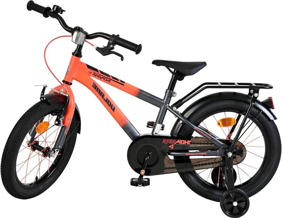 Kinderfiets Loopfiets Leren fietsen Veiligheidsremmen en zijwieltjes 16 inch Oranje grijs