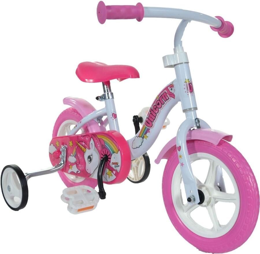 Kinderfiets Loopfiets Meisjes Eerste Fietsles Inclusief Zijwieltjes 10 Inch Roze Wit