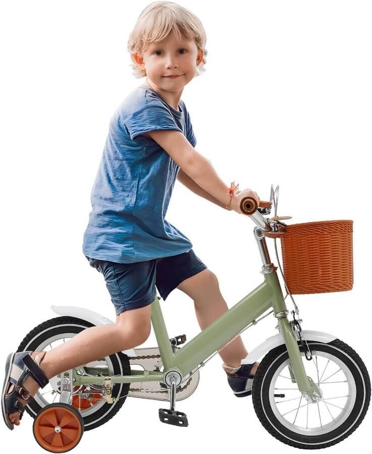 Kinderfiets Loopfiets Meisjes Eerste Fietsrit Steunwielen Inclusief 12 inch Groen