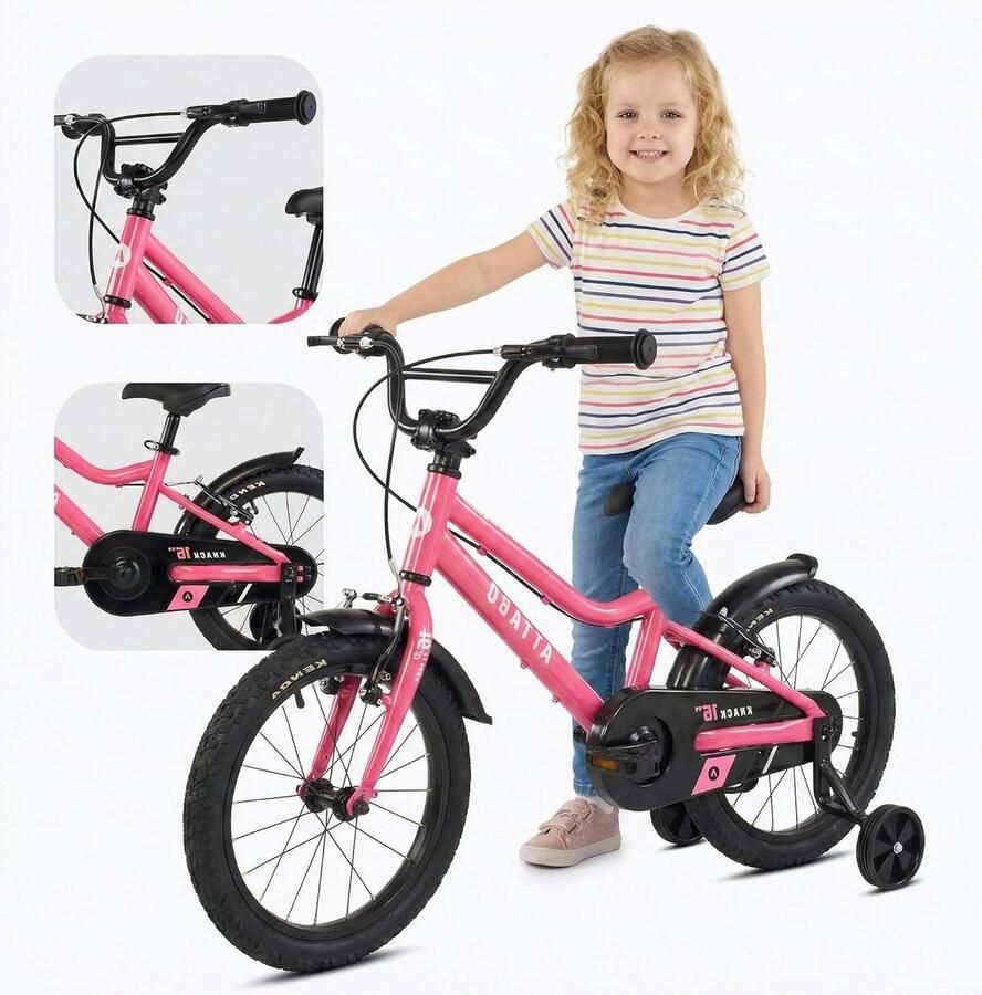 Kinderfiets Loopfiets Meisjes Leren Fietsen Licht Aluminium Frame 16 Inch Roze