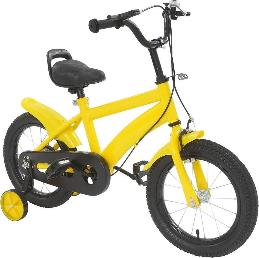 Kinderfiets Loopfiets met steunwielen Balanstraining Verstelbaar frame 14 inch Geel