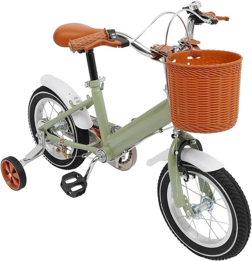Kinderfiets Loopfiets met steunwielen Fietstraining buiten In hoogte verstelbaar 12 inch Groen