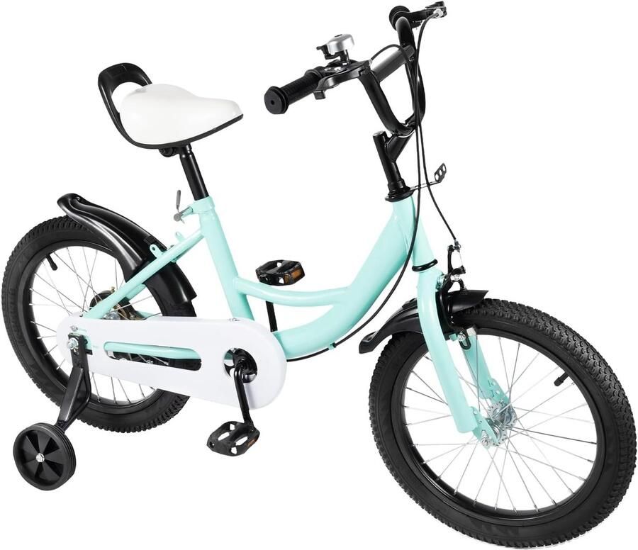 Kinderfiets Loopfiets met steunwielen Leren fietsen Veilig dubbel remsysteem 16 inch Groen
