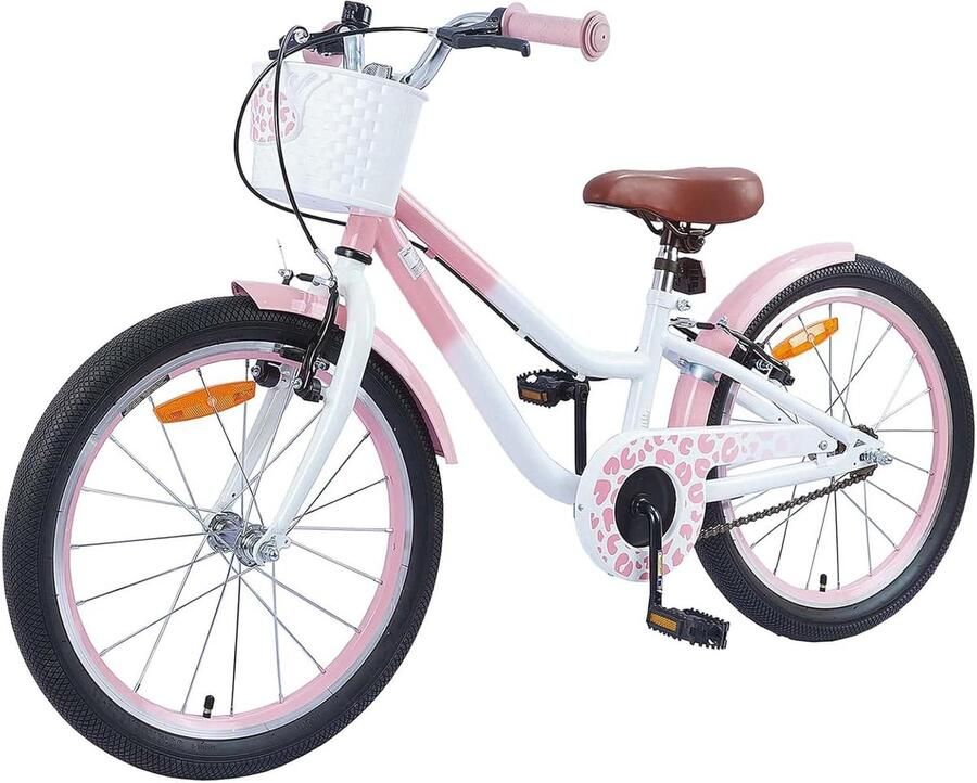 Kinderfiets Loopfiets met steunwielen Leren fietsen Verstelbaar stuur zadel 18 inch Lichtroze
